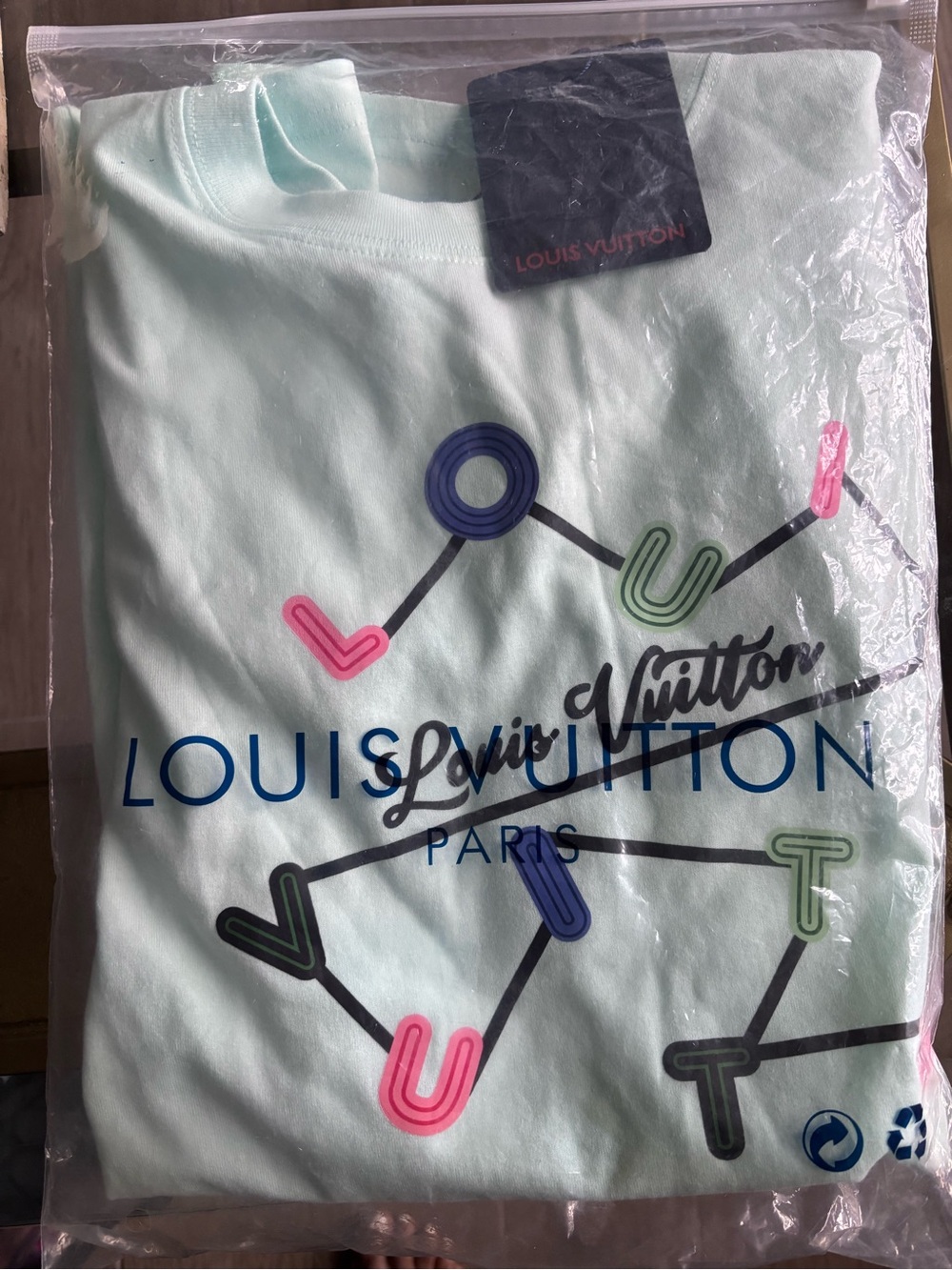 Source Unknown Mint Graphic Tee with Multicolor Logo Accents
